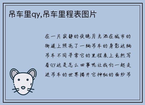 吊车里qy,吊车里程表图片